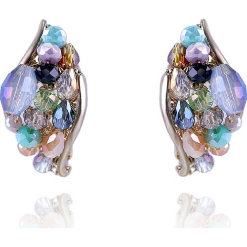 Trendy Crystal Stud Earrings for Women and Girls Handmade Beaded Gold Statement Earrings Water Drop Earrings Jewelry Bijoux