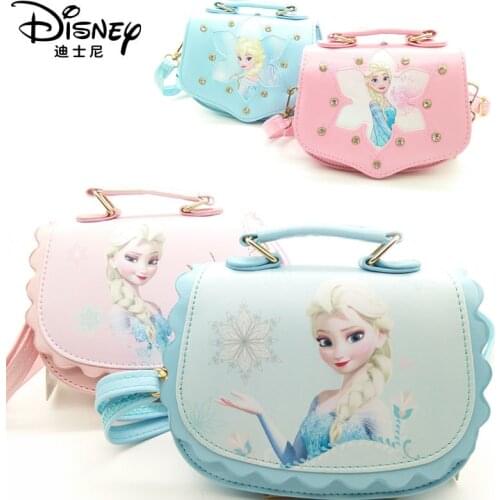 Disney cartoon Lovely Girls Frozen cartoon PU backpack Princess Fashion glitter Cartoon PU Waterproof bag