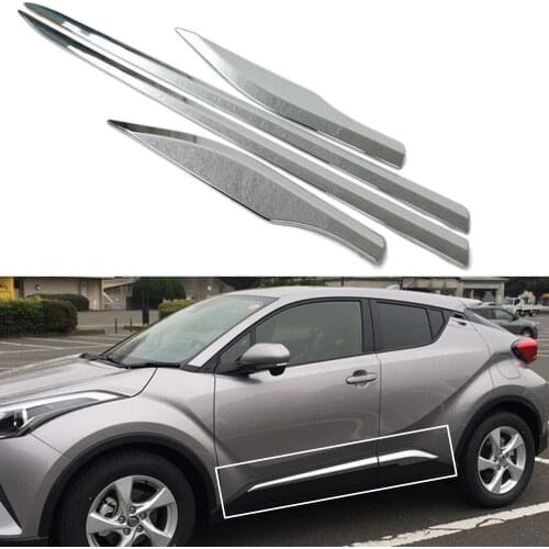 BBQ@FUKA Chrome ABS Car Side Door Body Cover Moulding Trim Strip Car Exterior Accessories Fit for TOYOTA C-HR CHR 2016 2017 2018