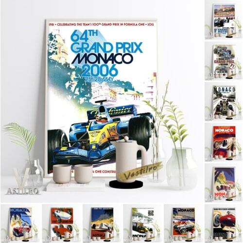 Monaco Grand Prix Series Vintage Art Prints Poster Formula One World Championship Wall Stickers Retro Bar Pub Club Home Decor