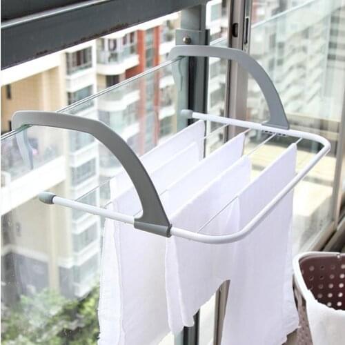 Outdoor Pole Storage Airer Hanging Drying Rack Balcony Laundry Dryer Rack Telescopic Folding Adjustable