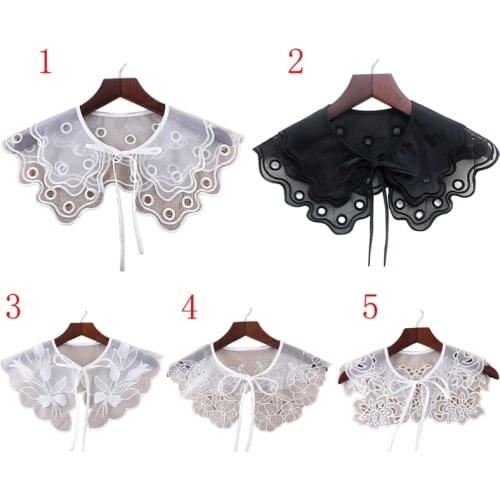 New Fashion Women Detachable Collars Dickey Lace False Fake Collar Shirt Lapel Embroidery Hollow Out 2020 Girl Fake Collars