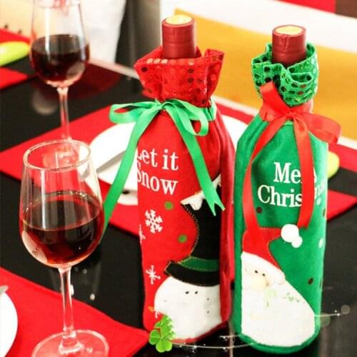 New Year Christmas Cartoon Snowman Santa Claus Wine Bottle Decoration Party Bar Restaurant Table Atmosphere Beer Bottle Cover