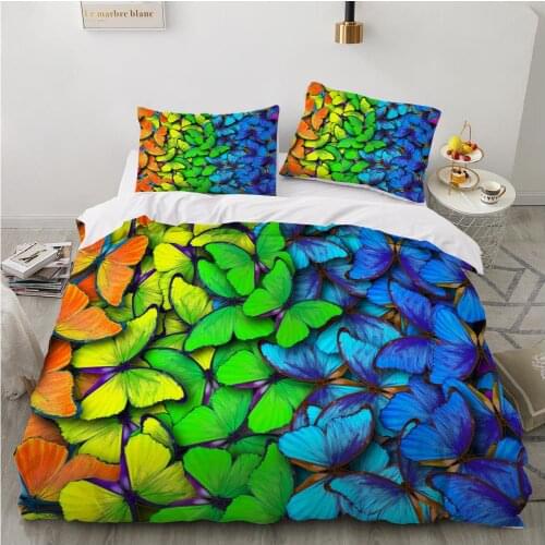 Duvet cover set pillowcase euro 2.0 1.5 family for home 3D luxury bed linen Bedding set Bed set 70x70 butterfly rainbow