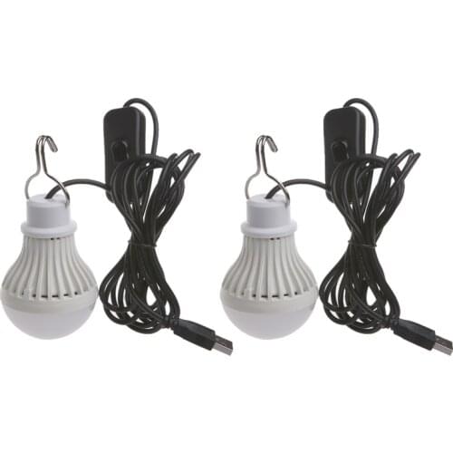 Portable USB LED Light Bulb Switch LED Camping Lantern Tent Lighting 5W