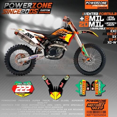PowerZone Custom Team Graphics Backgrounds Decals 3M Stickers Kit For KTM SX SXF MX EXC XCW Enduro 125cc to 500cc 2007-2011 004