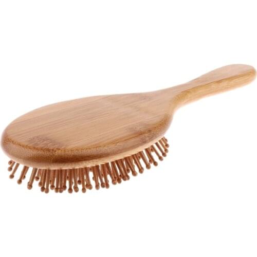 Smooth and Shine Natural Bamboo Bristle Ball Tipped Paddle Brush, Wooden Massage Detangling Hair Brush