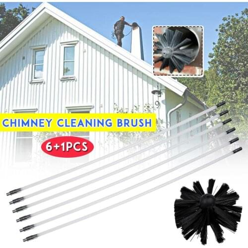 12pc/8pc/6pc Nylon Brush With Long Handle Flexible Pipe Rods For Chimney Kettle House Cleaner Cleaning Brush Tool Kit