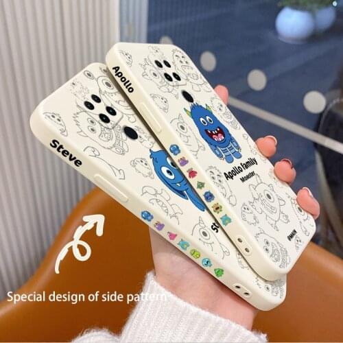 Happy Monster Phone Case For Xiaomi Redmi Note 10 10S 9T 9 8 7 Pro MAX Redmi 9 9A 9T K40 K30 K20 Pro Liquid Silicone Cover