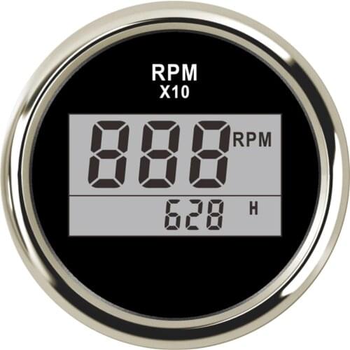 Universal 52mm Digital Tachometer Auto Tachometer Waterproof RPM Meter LCD Digital red light 0-9990 RPM 12 V 24 V