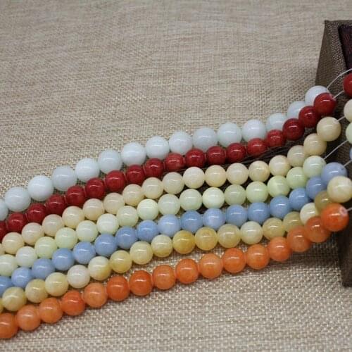 High Quality Gream Jades Chalcedony Round Loose Beads Mix color For Jewelry Natural Stone Beads For Earings Necklace Bracelet