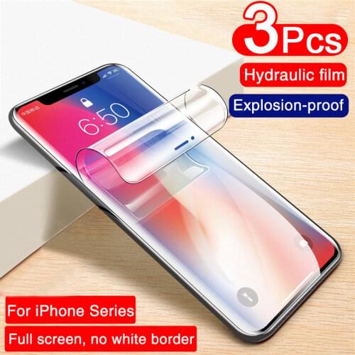 3Pcs Screen Protector For iPhone X XR XS 11 12 Pro Max Full Cover Hydrogel Protective Film On iPhone 7 8 6 Plus Screen Protector