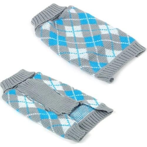 Winter Dog Clothes Blue Knitted Sweater Pet Clothes for Small Medium Dogs Chihuahua Puppy Pet Sweater