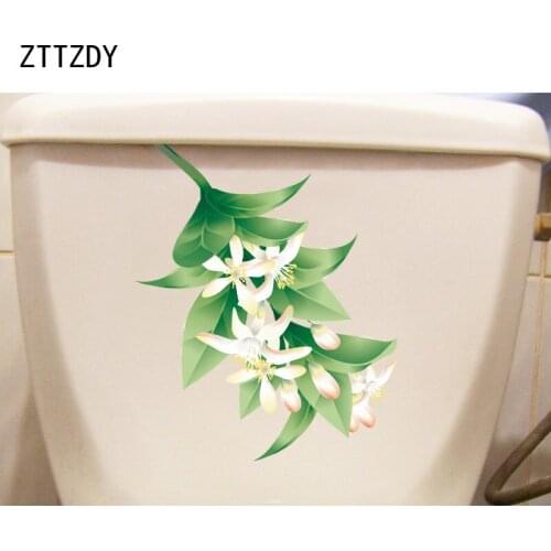 ZTTZDY 23.9*15.6CM Fresh Flower Branch Bathroom Decor Toilet Seat Sticker Home Room Wall Decals T2-0290