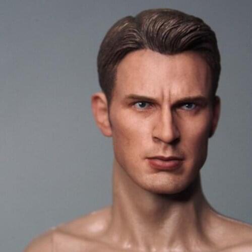 1/6 Scale Super Hero Captain Spiritual symbol Steve Roger Head Carving Head Encapsulating Muscle Headplay for 12'' Figure Body