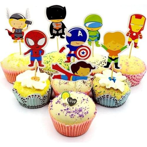 24pcs Marvel Spiderman Cake Insert Card Baking Plugin Cartoon Figures Cake Decoration Childrens Birthday Party Decorations