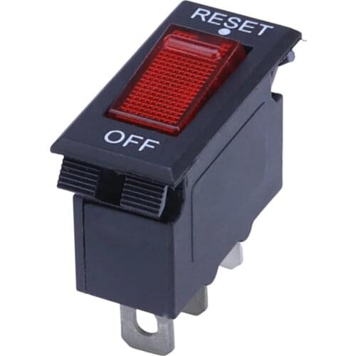 5-20A Plastic Red Lamp 220V Illuminated 3Pins Reset Rocker Overload Protector Switch Thermal Circuit Breaker