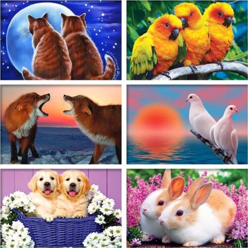 Full diamond 5D animal diamond painting parrot dog pigeon wolf diamond embroidery kit home decoration children DIY