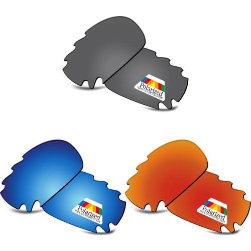 Bwake 3 Pairs Black & Blue & Fire Red Polarized Replacement Lenses for-Oakley Jawbone Vented Sunglasses Frame