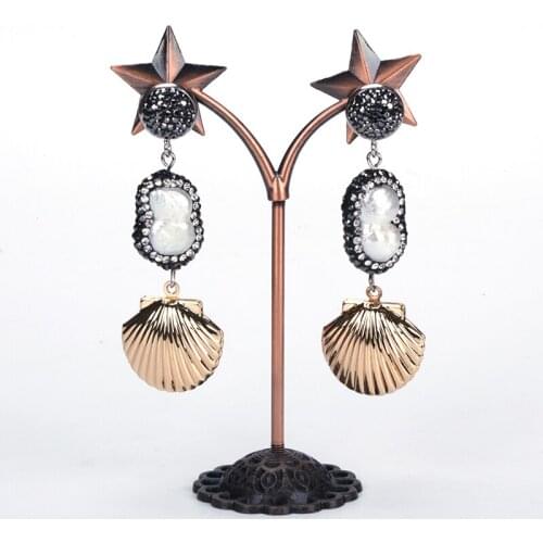 Dankaishi Shell Pendant Earrings Cute Grace Elegent Accessories Jewelry for Women Simple Fashion Style Pearl Shell Luxury Gift