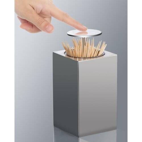 Push-type Toothpick Holder 304 Stainless Steel Portable European-style Toothpick Jar Automatically Pops Up Toothpick Storage Box