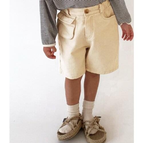 2021 Summer New Children Clothes Boys And Girls Shorts Wide Leg Retro Elastic Loose Personality Denim Shorts Baby Pants For Boys