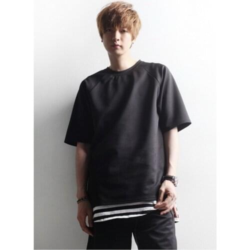 Mens simple loose fashion solid color casual versatile raglan sleeve short sleeve round neck T-Shirt New Summer