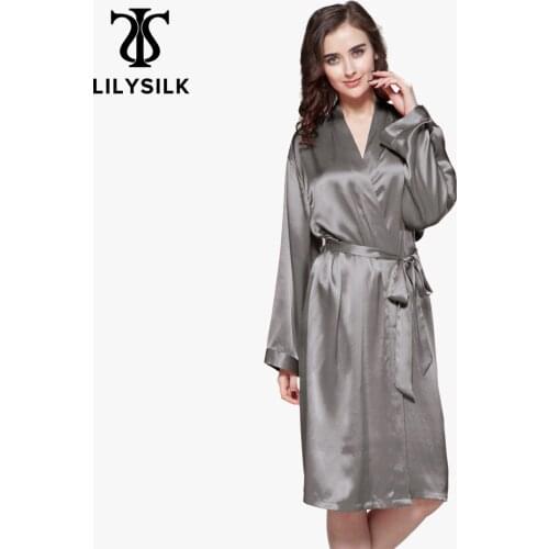 LilySilk 100 Silk Robe Kimono Sleepwear Female 22 momme Long Sleeve Luxury Natural Womens Clothing Free Shipping