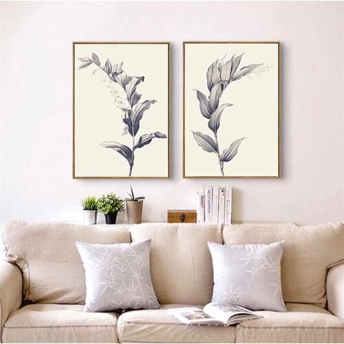 HAOCHU Painting Concise Art Flower Print Poster Foliage Simple Nordic Wall Pictures Canvas for Living Room Home Decor