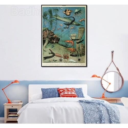 Canvas Painting Frameless Decoration Poster Ancient Seabed Relics 3D Stereo Wall Stickers Home Aesthetic Accessories