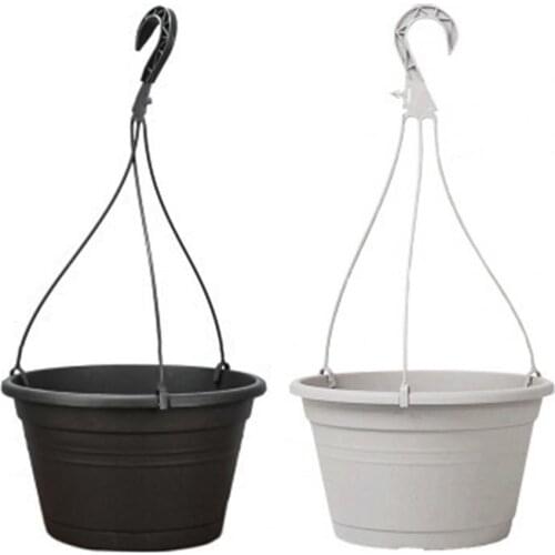 Plant Pot Fall Resistant Eco-friendly Resin Black Hanging Flower Pot for Outdoor