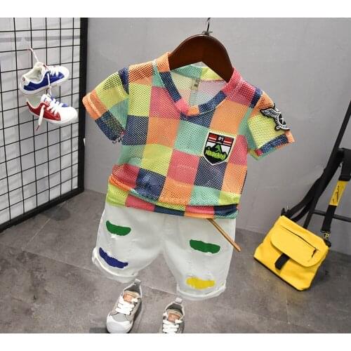 Summer style Baby Costume Set Infant baby T-shirt and shorts baby boy suit 2-7years kids outfit suit