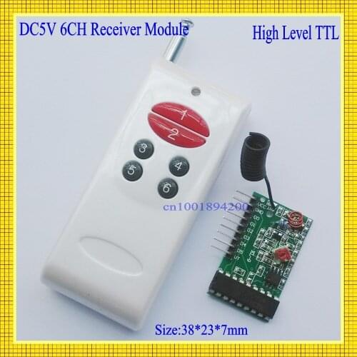 Decoding RF Transmitter Receiver Module 1000M 6CH Wireless Remote Control System Momentary Latched TTL 6CH Signal Output