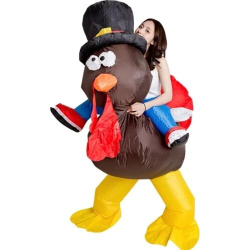Thanksgiving Turkey Rider Adult Cosplay Inflatable Suit Festive Party Clothing Set Carnival Party Event Funny Costumes