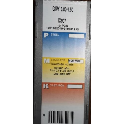 ORIGINAL 10PCS CARBIDE INSERT GIPY3.00-1.50 IC907