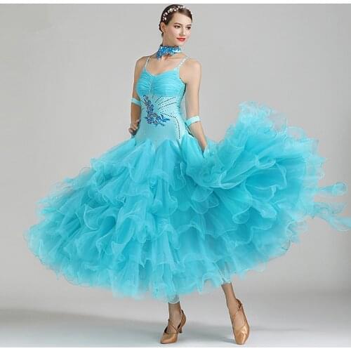 Senior Embroidery Ballroom Dance Dress Women Ballroom Dance Big Swing Dresses For Lady Waltz Tango Dance Performance Costumes