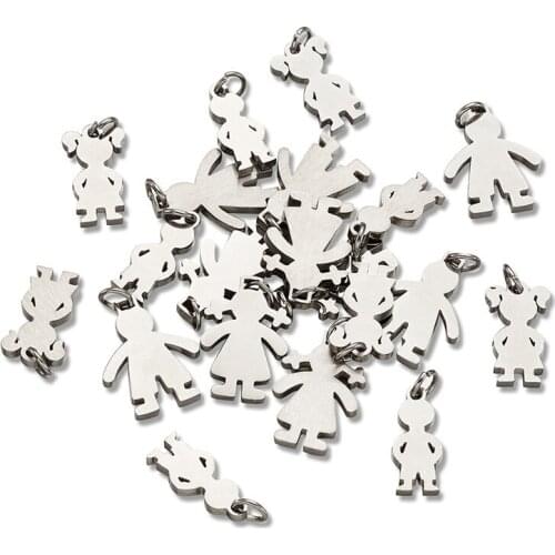 20pcs/set 316 Stainless Steel Pendants Charms Boy and Girls for Jewelry Making DIY Bracelet Necklace Accessories Findings