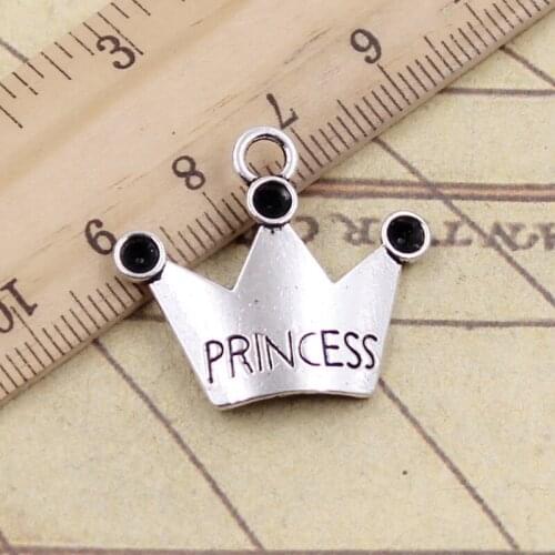 10pcs Charms Crown Princess 25x28mm Tibetan Silver Color Pendants Antique Jewelry Making DIY Handmade Craft
