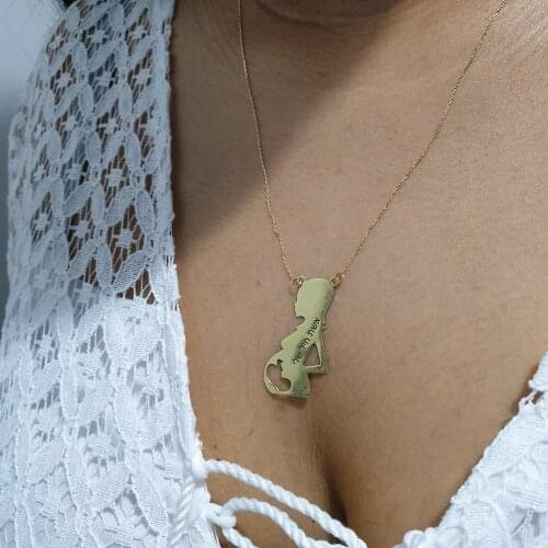 Custom Name Necklace Woman of Valor Jewelry Stainless Steel Personalized Pendant Necklace for Pregnant Wife Pregnancy Gift