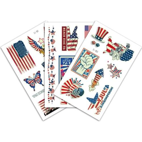 Luminous independence Day Kids Tattoo Stickers Cartoon Fun Stickers Temporary Tattoo on Face Arm Leg for Child Art Decoration