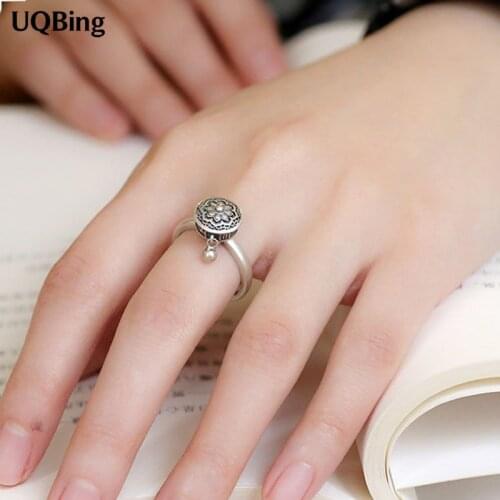 Six-Character Mantra Thai Silver Woman Moved Rings Jewelry