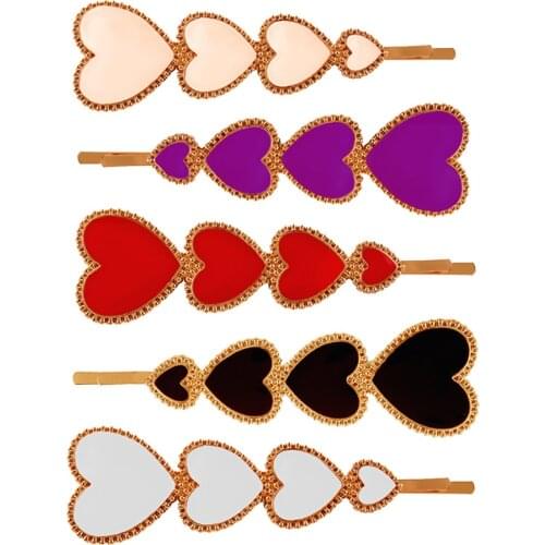 Gorgeous Bobby Pins Pretty Heart Embellished Hair Clips Girls Women Fashion Hair Barrettes Hair Styling Decorative Accessories