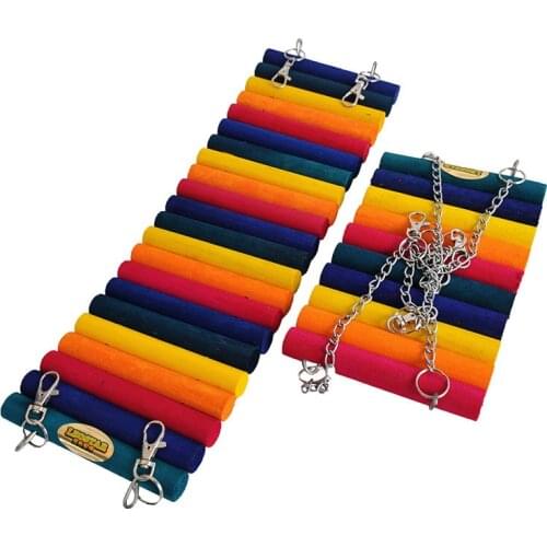 Funny Rainbow Squirrel Totoro Hamster Rat Ladder Hanging Wood Bridge Pet Gerbil Parrot Hanging Wooden Swing Climbing Toys