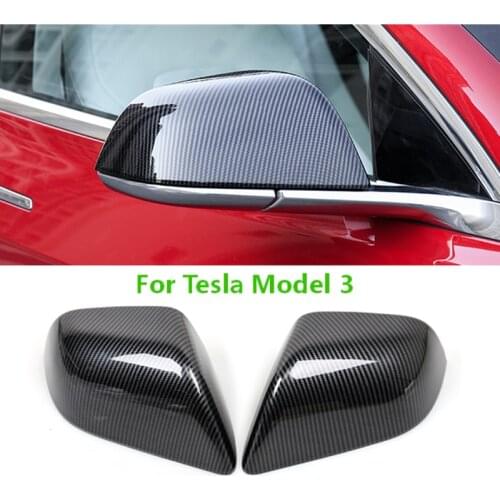 For Tesla Model 3 2017 2018 2019 ABS Car Side Door Rearview Mirror Protect Frame Cover Trim Carbon Fiber Style Rear Mirror Cover