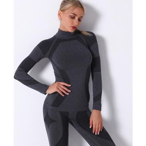 Women Seamless Top Long Sleeve Yoga Vest Cropped Top Fitness Gym Shirt Mesh Sports Top Striped Knitted T Shirts
