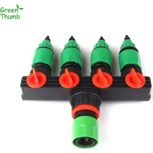 1Set 4 Way Shunt Water Pipe Connector Water Diverter Drip Kits Garden Irrigation 4/7 or 8/11 Hose Connector Fitting