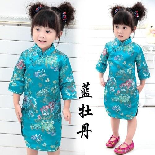 2020 Kid Girl Summer Dresses Three Quarter clothing Traditional Chinese Style Cheongsams Qipao 18DESIGNS FOR CHOOSE