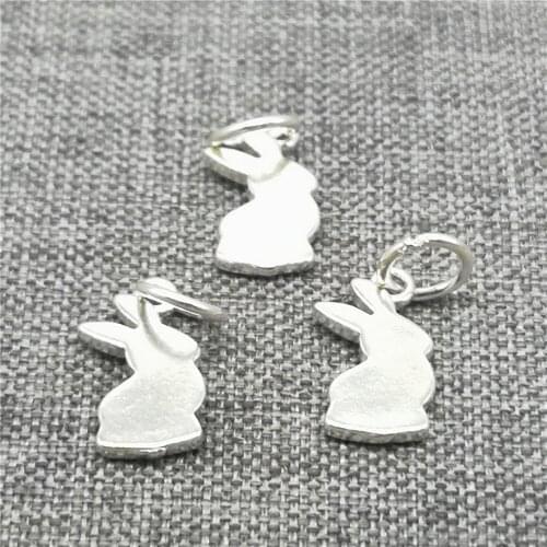 6pcs Pieces 925 Sterling Silver Rabbit Bunny Charms for Easter Bracelet Necklace