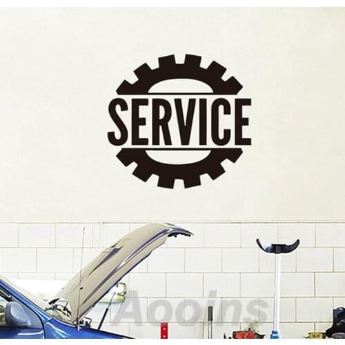 Auto Service Tires Repair Wall Art Decor Decals , Man Cave Vinyl Wall Sticker Auto Repair Shop Wall Window Door Decoration