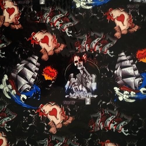 Free shipping 0.5mx2m/10m/20m DIY Water Transfer Print Skull and Flame Foil Hydro Dipping Aquaprint Film WDF2032